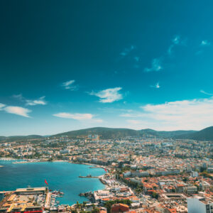 Kusadasi, Aydin Province, Turkey. Waterfront And Kusadasi Citysc