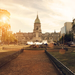 Buenos Aires, National Congress building on a sunset