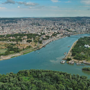 Belgrade Serbia isalnd and Sava and Danube rivers